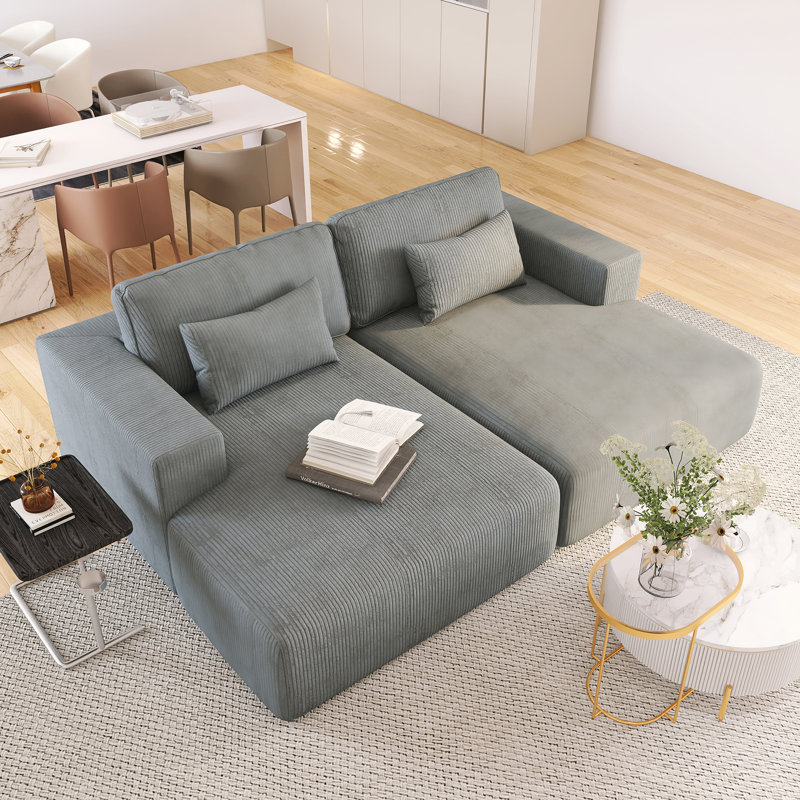 Canapé double en U avec 2 coussins U-Style, Polyester gris