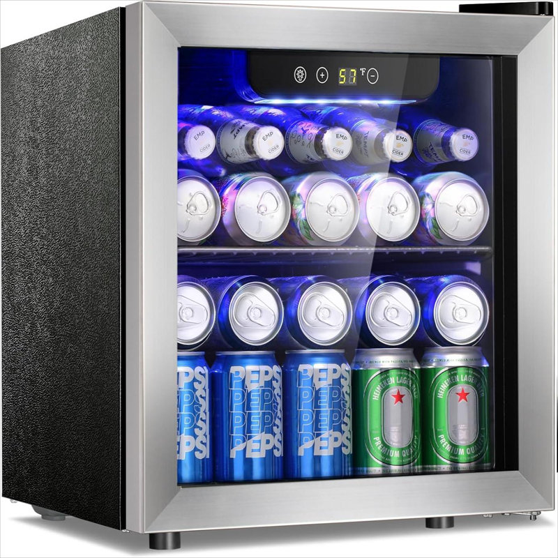 50 Can Beverage Refrigerator - 1.3 Cu.ft Mini Fridge Cooler With Digital Thermostat, Glass Door & Adjustable Shelf - Freestanding Small Drink Fridge For Beer, Soda, Wine - Etl Approved For Home, Dorm, Bar, Office