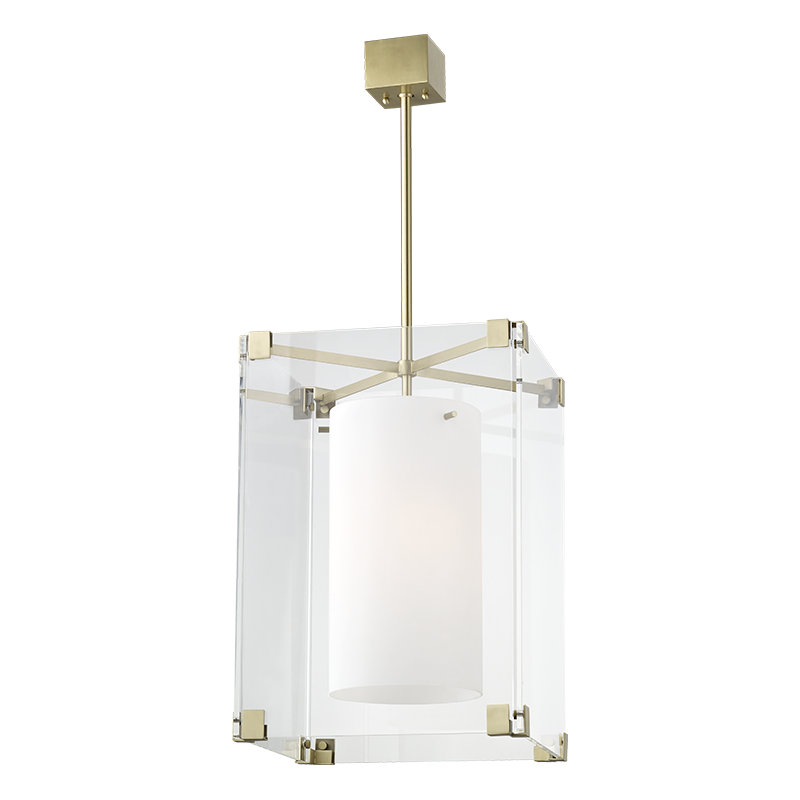 Lustre rectangulaire à 3 lumières Achilles, Laiton vieilli
