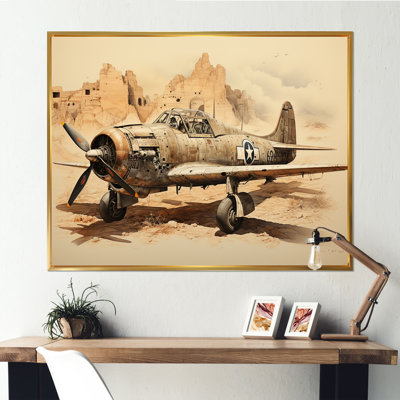 «Vintage Military Plane Desert Guardians» sur impression sur toile