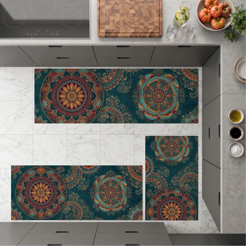 Tapis de cuisine antidérapant à motif mandala