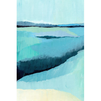 Cyan Reflections III - Wrapped Canvas Painting