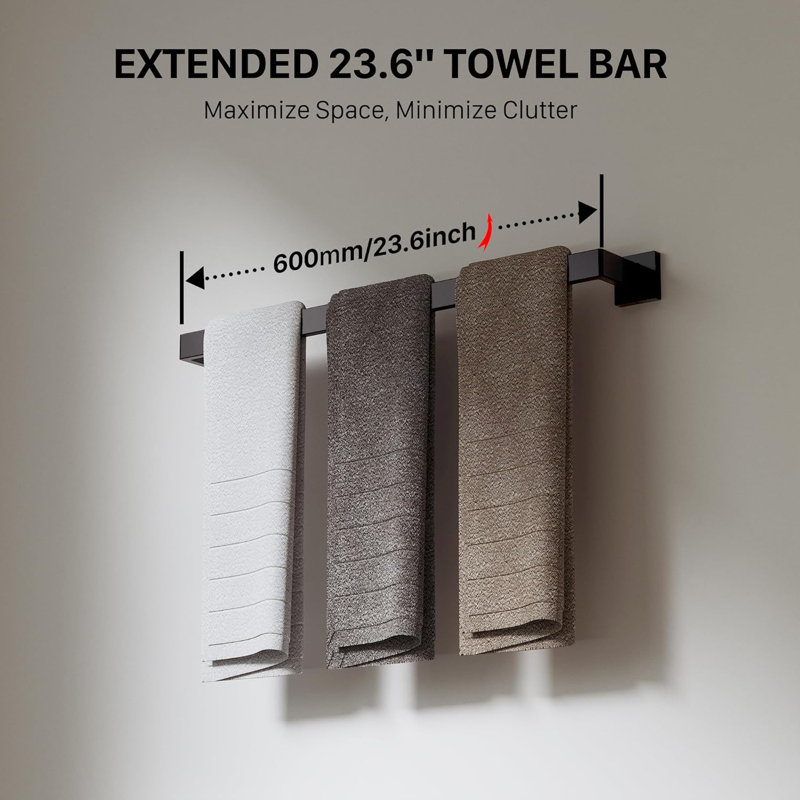 Ensemble de 10 accessoires de quincaillerie de salle de bain noir mat 23,6 pouces