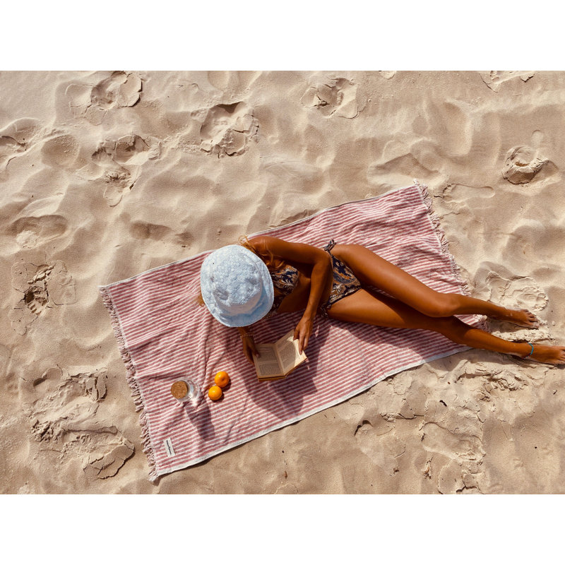 Beach Towel, Pink/White
