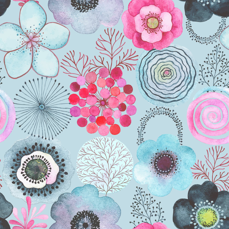 Panneau de papier peint avec fleurs et baies L 18,75 pi x l 25 po