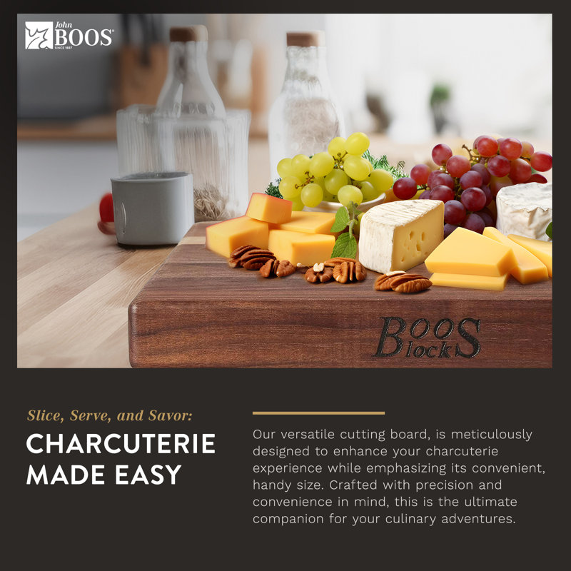 Walnut Wood Square Cutting Board with Bun Feet, 12" x 12"
