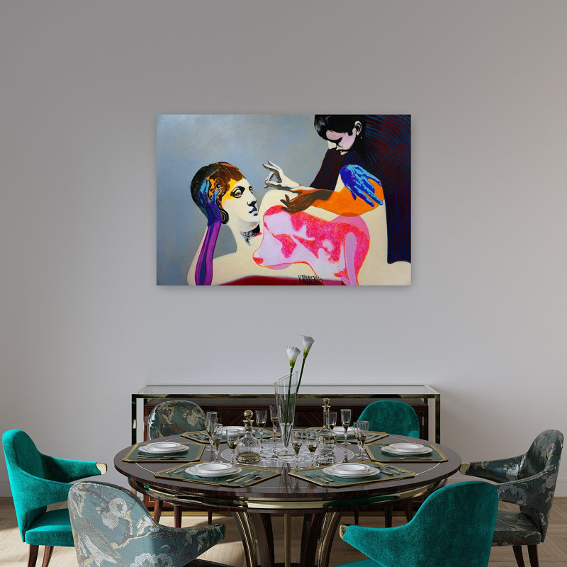 «Vibrant Women», peinture abstraite, portrait audacieux et coloré, reproduction d'art mural, 32" H x 48" W