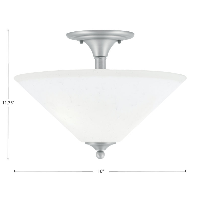 Mannheim Semi-Flush 2 Bulbs With Glass, Brushed Nickel, White Muslin
