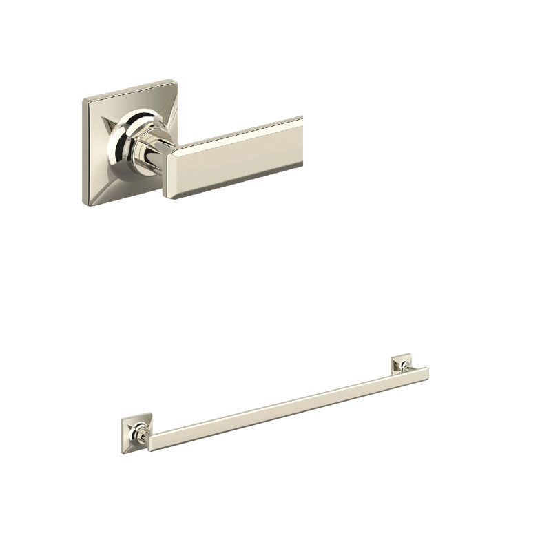 Apothecary 24" Towel Bar, Polished Nickel, 2.13" H x 26.13" L x 2.5" D
