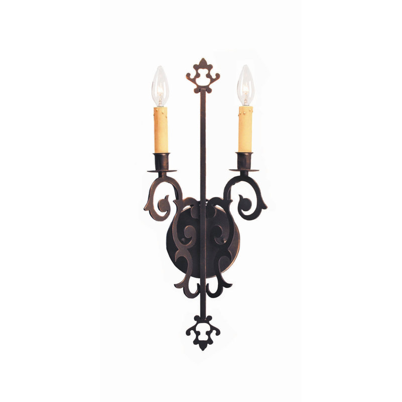 Applique murale à 2 lumières Aniela, Antiquité de qualité supérieure, Trompette noire