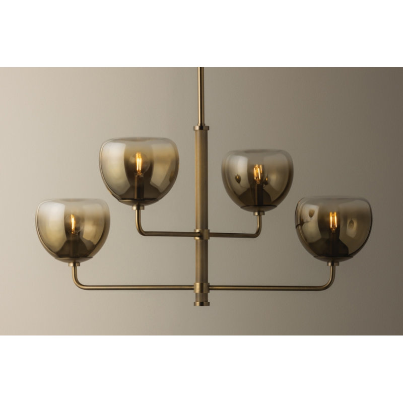 Lustre en laiton patiné Troy Lighting August, H 38,5 po x l 59 po x P 59 po, Quatre lumières