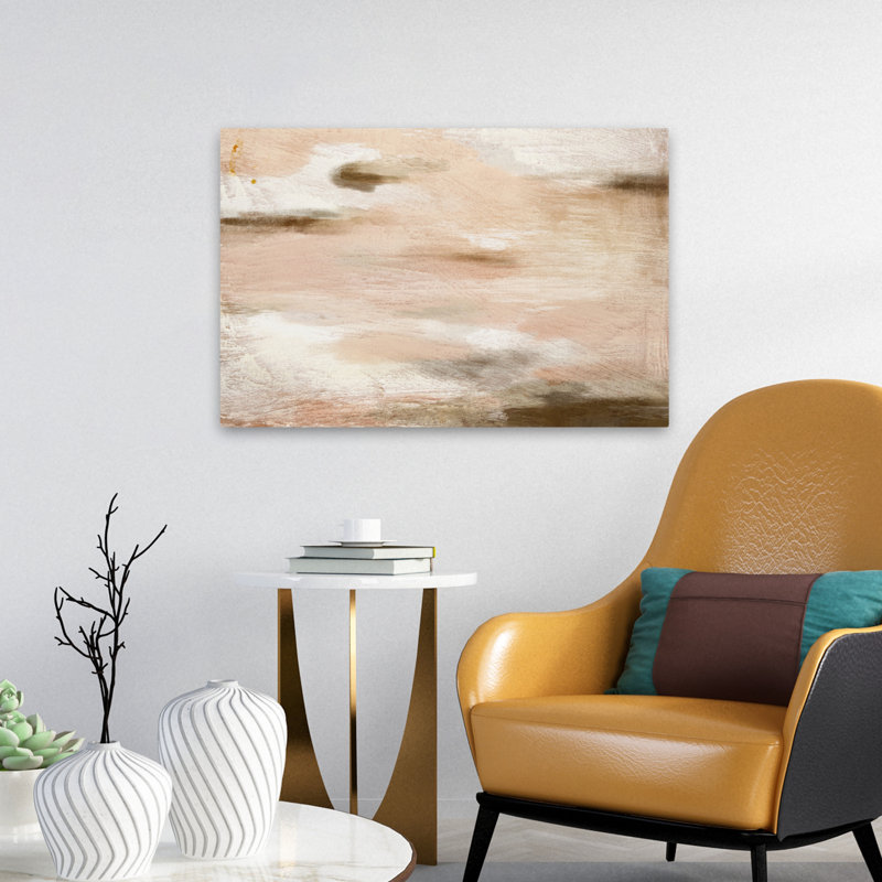 Sophia - Art abstrait rosé brun, H 16 po x l 24 po