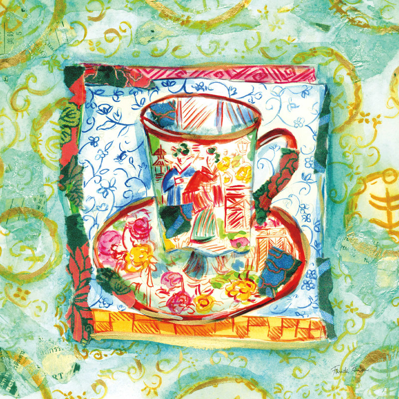 «Time for Tea VI» par Farida Zaman - reproduction d'art sur toile tendue, H 12 po x l 12 po