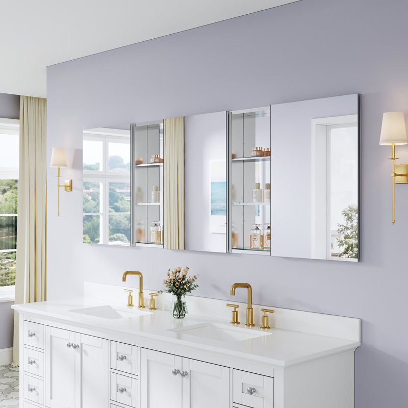 Armoire à pharmacie à miroir pour salle de bain encastrée ou en surface l 84 po x H 30 po , L 84 po x H 30 po