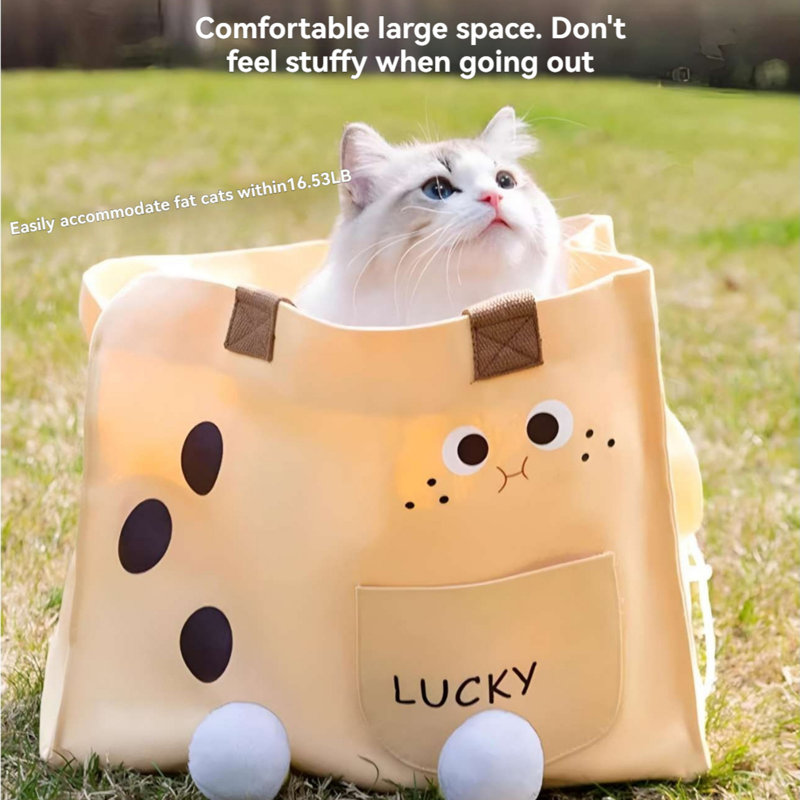 Cute Pet Travel Artifact! Breathable Canvas Cat Bag With One Shoulder Three-Dimensional Design And Anti Slip System, Hard Bottom Support For Stable And Versatile Outdoor Bag For Dogs And Cats