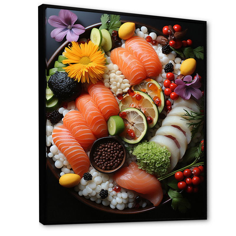 Aliments et boissons, reproduction d'art sur toile, H 32 po x l 24 po x P 1 po, Cadre flottant noir