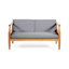 Ensemble de causeuse d'extérieur en bois d'acacia Aston_ Causeuse et table basse - finition teck + coussin gris foncé