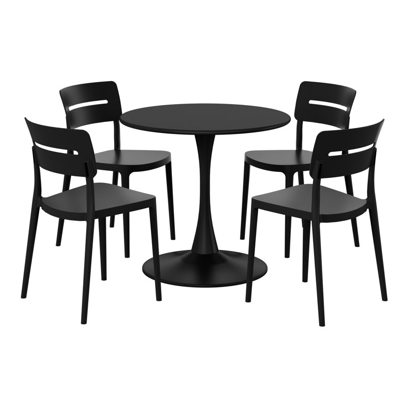 Ensemble repas extérieur pour 4 personnes, Noir