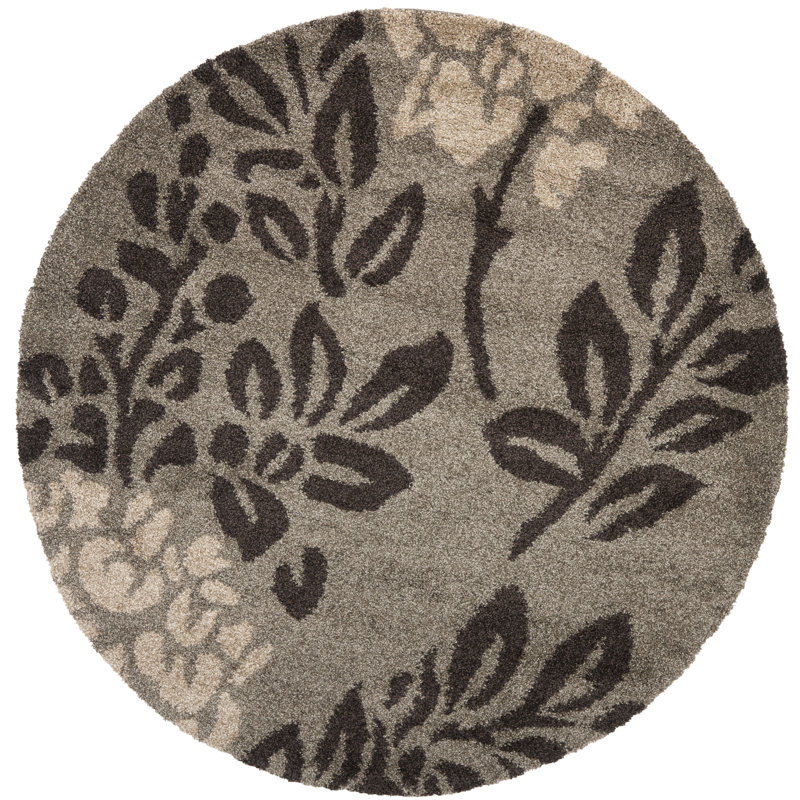 Chanhassen Shag Performance Floral Rug, Round 5'