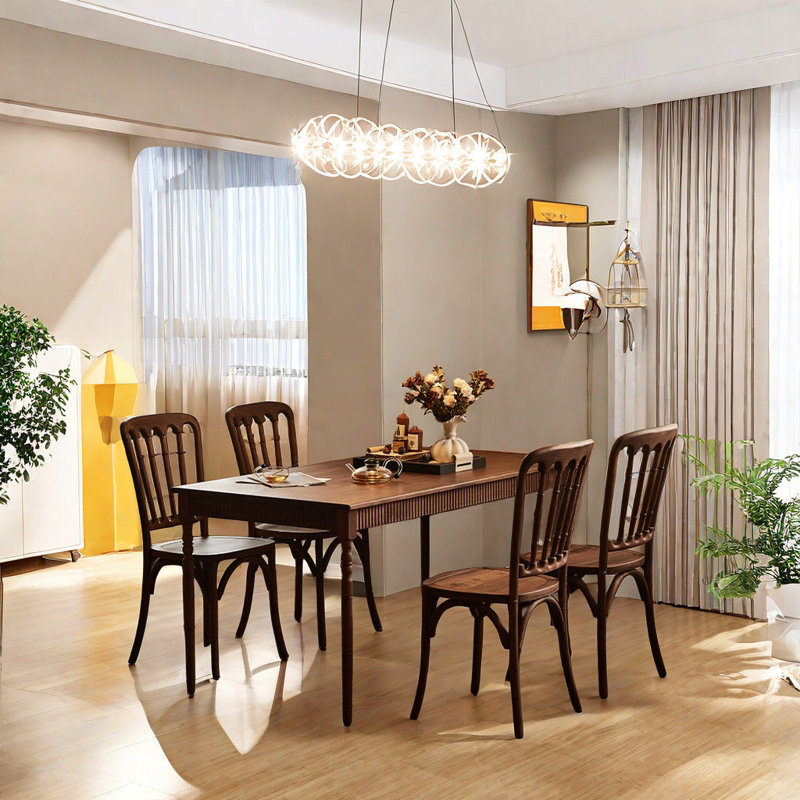 Vintage Solid Wood Dining Table And Chair 4 - Person Solid Wood Solid Wood Top Four Leg Dining Set, 29.5"H x 70.8"L x 31.4"W