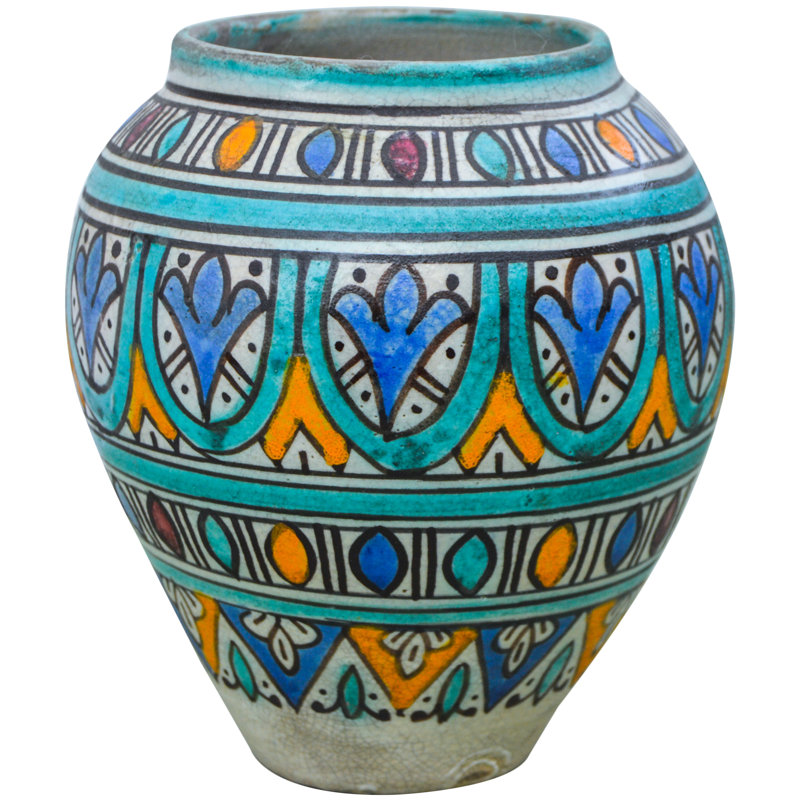Vase de table intérieur / extérieur vert / orange / beige 6 po