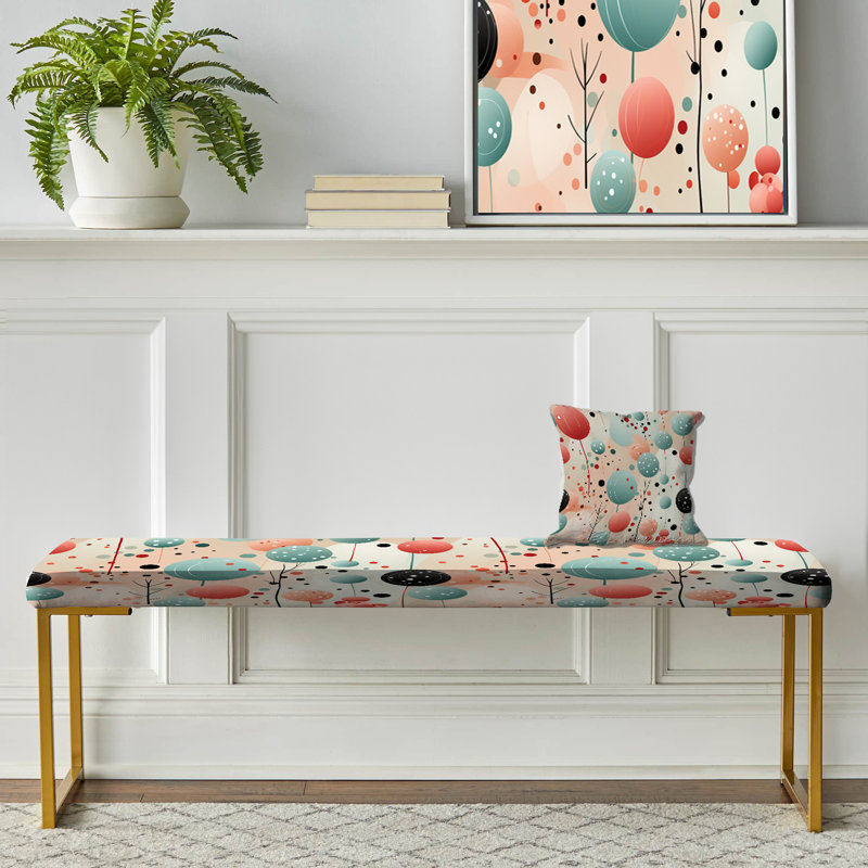 Banc rembourré or, Blue And Coral Elegant Polka Dots Bliss
