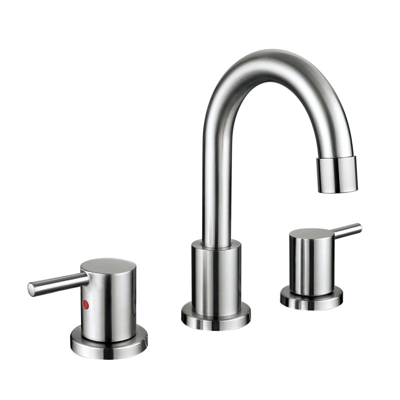 Widespread 2-Handle Bathroom Faucet, Brushed Nickel Metal Sink Faucet With Swivel Spout, Pop-Up Drain & Supply Lines Included