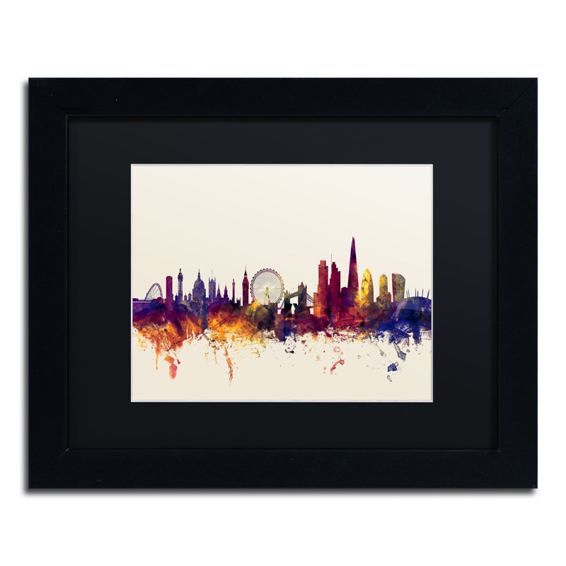 «London England Skyline», impression, Cadre noir, Noir, H 11 po x l 14 po x P 0,5 po