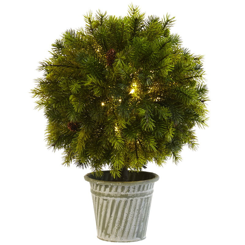 17'' Faux Cedar Topiary in Metal Planter