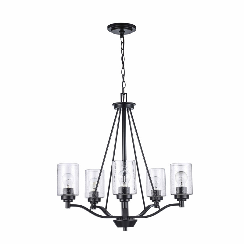 Lustre 5 lumières à abat-jour Venicia, Noir