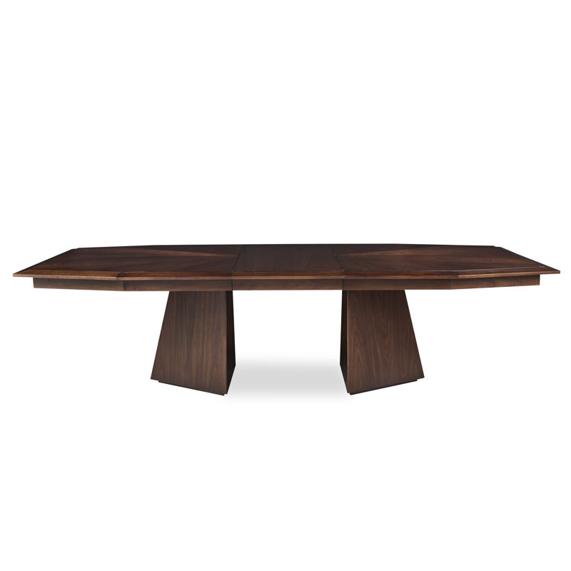 Compositions Mahogany and Walnut Extendable Double Pedestal Dining Table