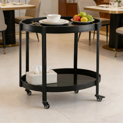 Chariot-bar ovale avec 2 tablettes