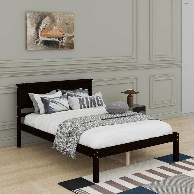 Platform Bed With Headboard, Espresso, Full / Double