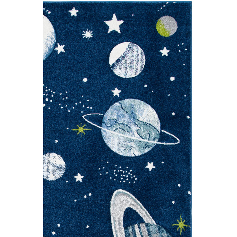 Tapis bleu marine / ivoire / vert Hilger, Rectangle 5 pi 3 po x 7 pi 6 po