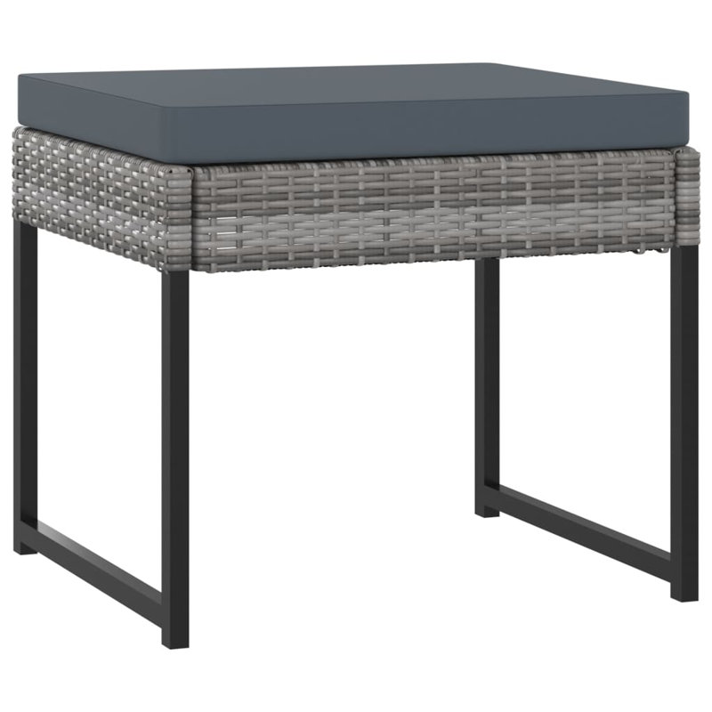 Gray Poly Rattan 8-Person Dining Set with Anthracite Cushions