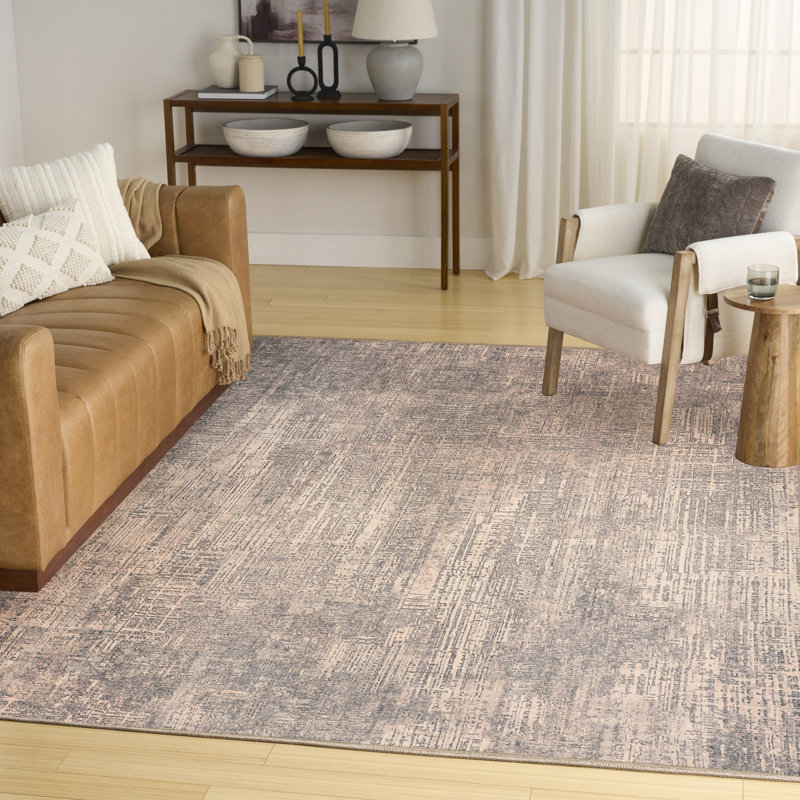 Nourison Botanical Washables 4' x 6' Taupe Modern Indoor Rug, Rectangle 4' x 6', Taupe