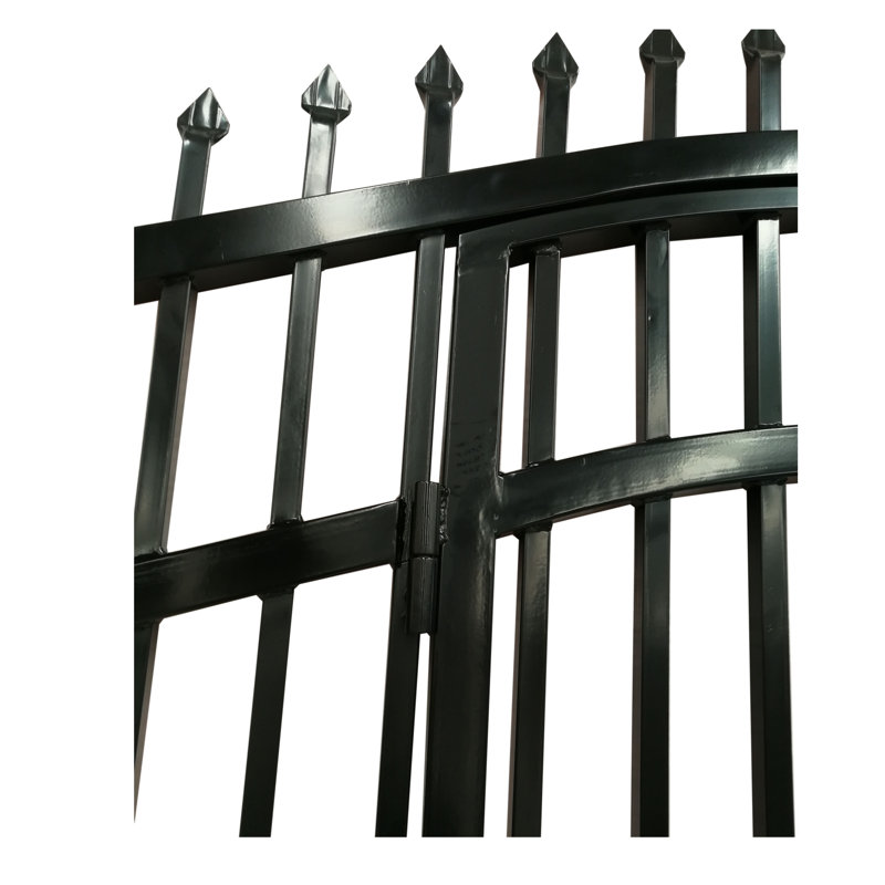 Vienna Style Black Steel Dual Swing Driveway Gate with Pedestrian Door