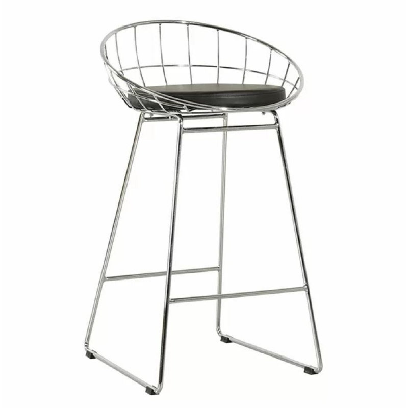 Eatman Upholstered Counter Stool, Chrome/Black