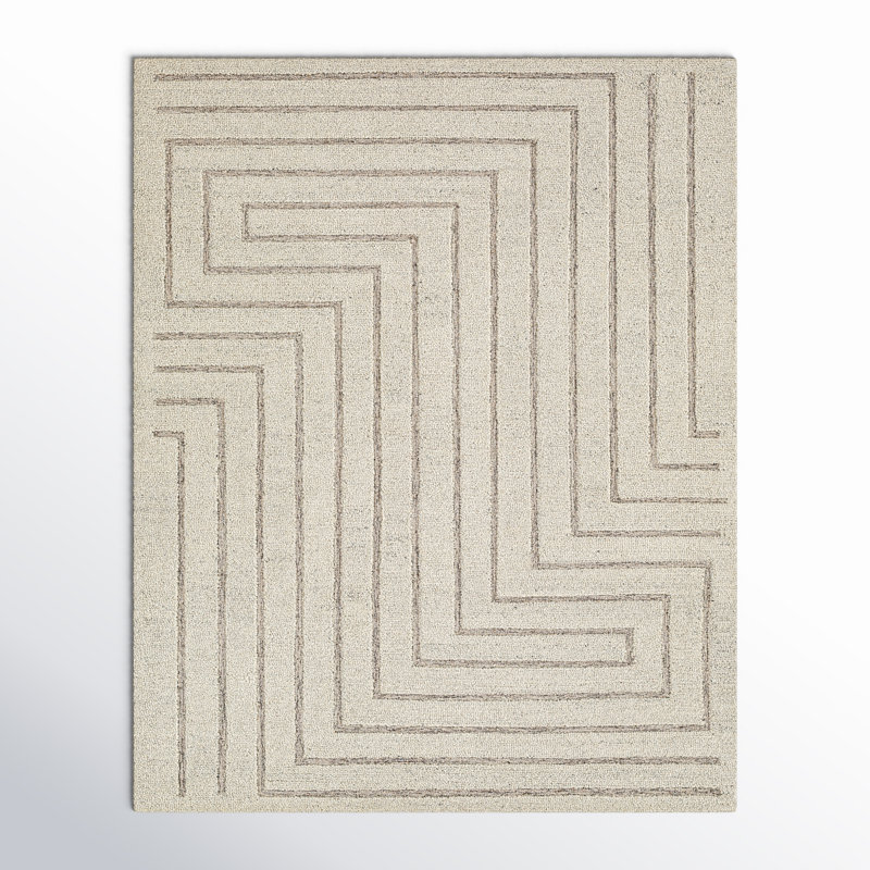 Rafferty Geometric Handmade Tufted Wool Gray Area Rug, Rectangle 8' x 10'