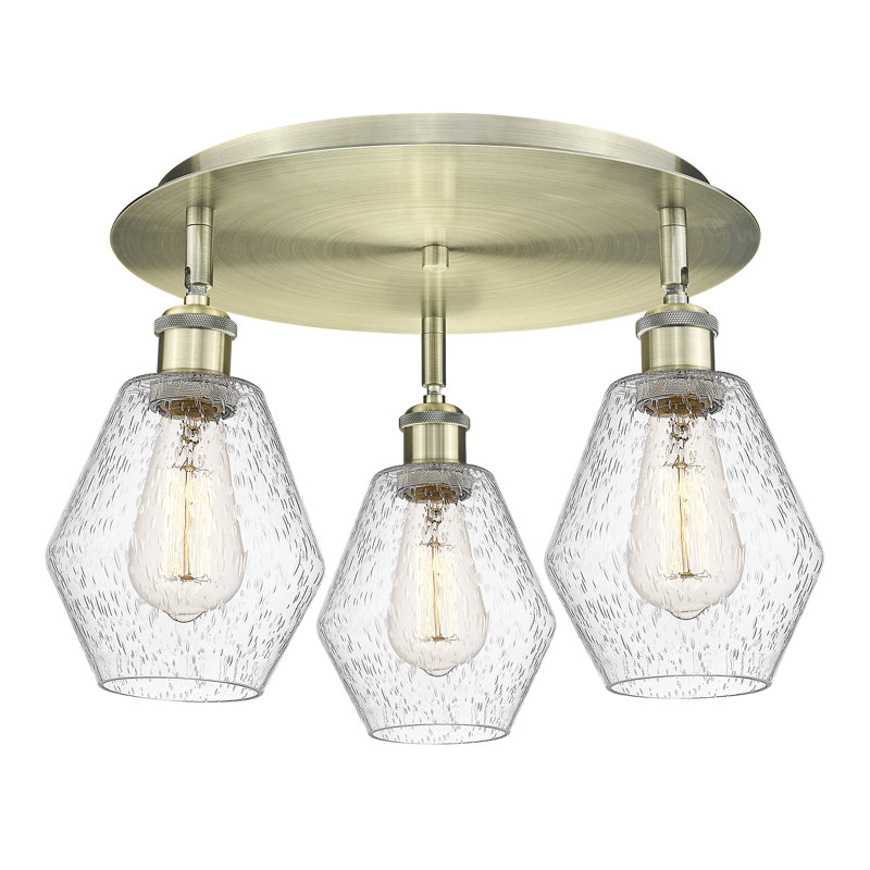 Amylea Glass Flush Mount, Antique Brass, Seedy