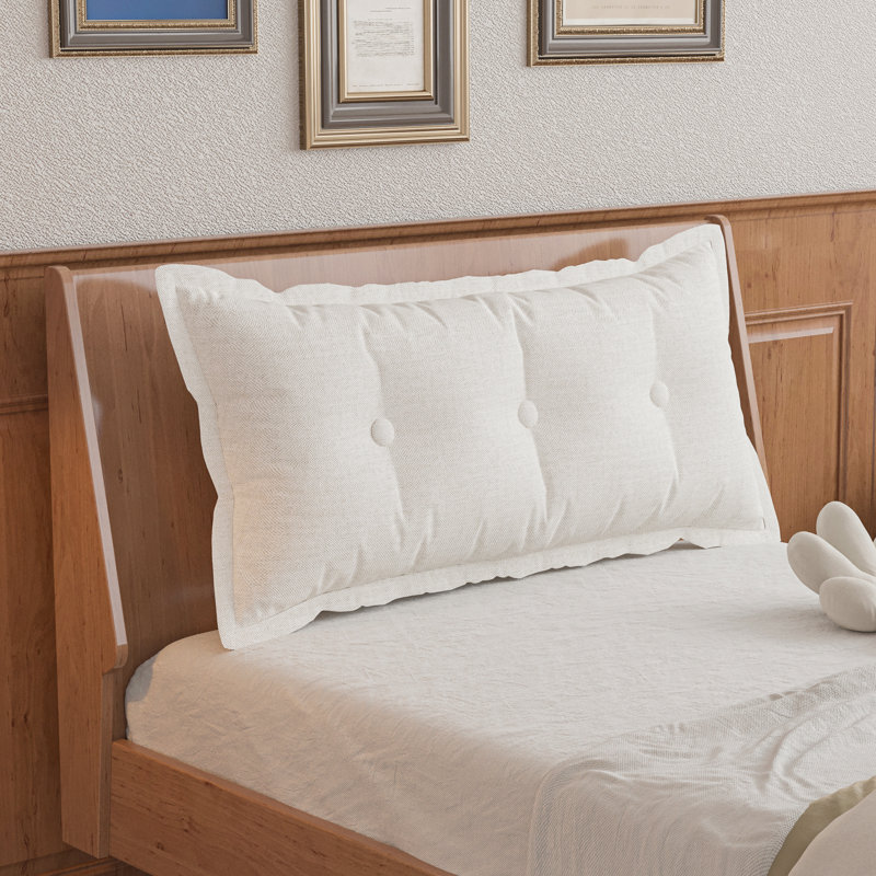 Coussin de siège de tête de lit capitonné à dossier Sit-up Back Comfort, Lit simple, Blanc