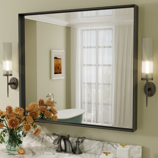 Aevar Tempered Glass and Aluminum Alloy Framed French Cleat Mounted Wall Mirror with 5-Year Warranty