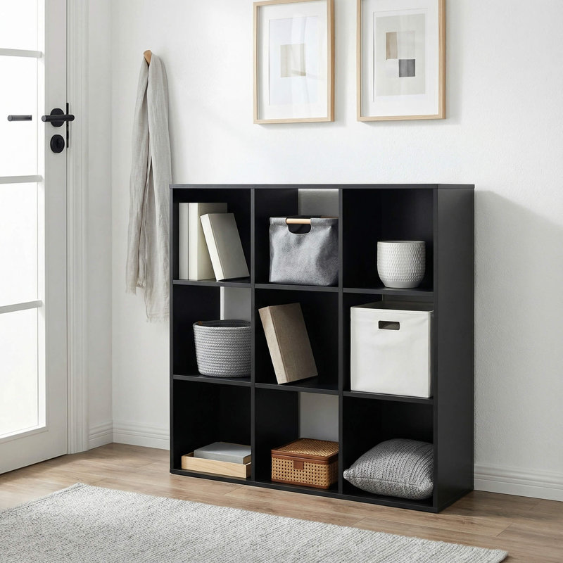 Milanka 90cm H x 90cm W Cube Bookcase, Black