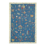 Rug & Kilim’S Suzani Style Kilim In Navy Blue With Polychromatic Tribal Patterns