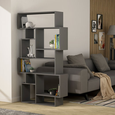 Sandra Bookcase | Asymmetric Freestanding Bookcase with 10 Compartments
