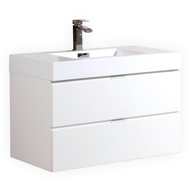 Base de meuble-lavabo simple 36 po Agshin en blanc seulement