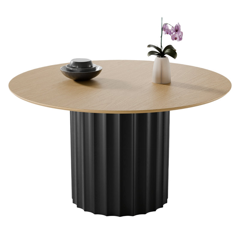 Soild Dining Table Round Kitchen Table, Oak Wood, 30"H x 52"L x 52"W