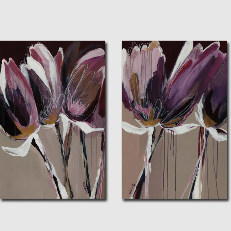 «Aubergine Splendor I & II» par Angela Maritz, ensemble de 2 reproductions d'art sur toiles tendues