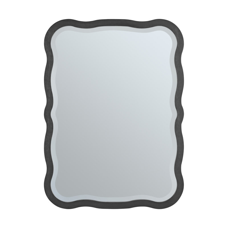 Rowyn Solid Wood Wavy Wall Mirror, Carbon Oak