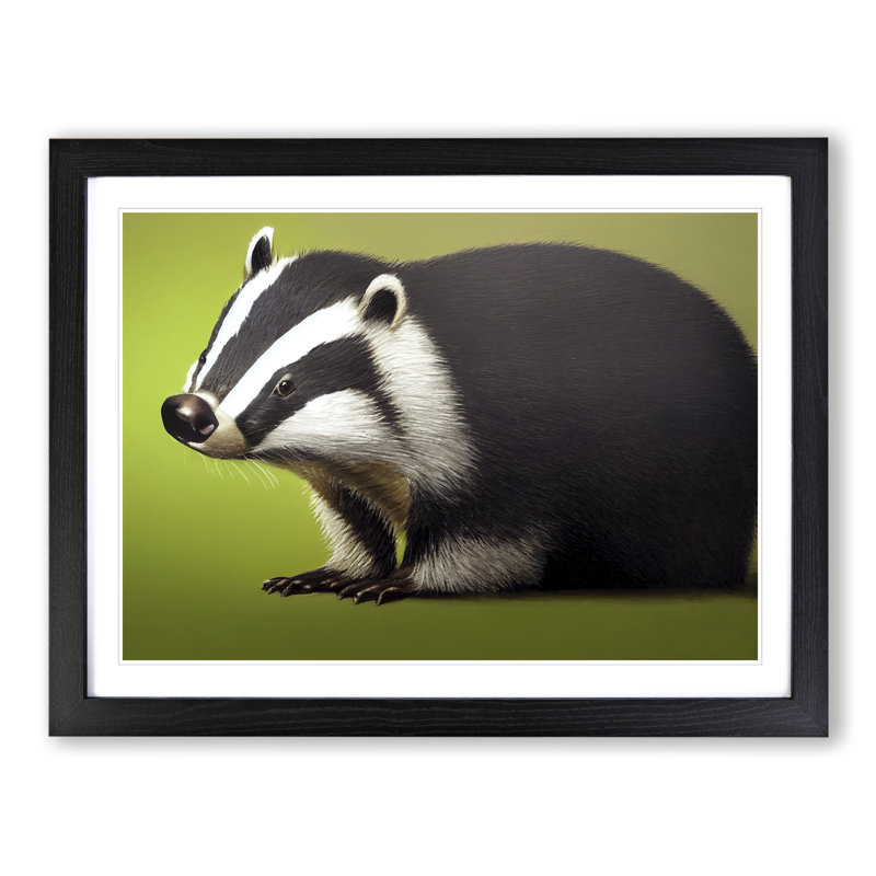 Cute Badger - Framed Print, Black, 34cm H x 46cm W x 2cm D
